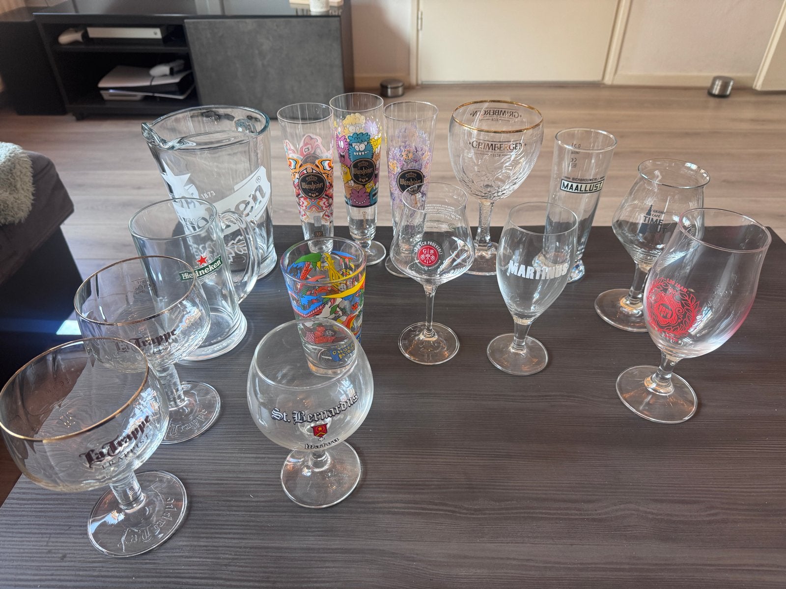 Diverse bierglazen: La Trappe, Heineken, Warsteiner, Maallus, Overige typen, Ophalen, Gebruikt, Glas