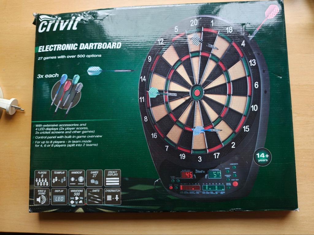 Crivit Elektronisch Dartbord met Pijlen, Ophalen of Verzenden, Zo goed als nieuw, Dartbord met pijlen, Soft tip
