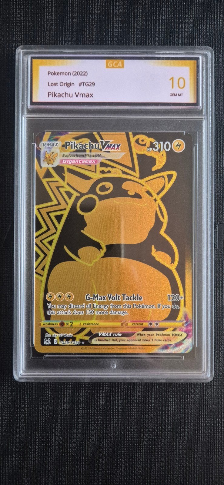 Pikachu VMAX GCA 10 GEM MT Pokemon Lost Origin #TG29, Ophalen of Verzenden, Nieuw, Losse kaart, Foil