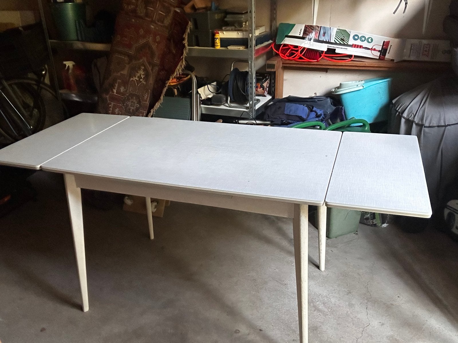 Uitschuifbare retro eettafel jaren 60 - jaren 70, Ophalen, Gebruikt, 50 tot 100 cm, 150 tot 200 cm