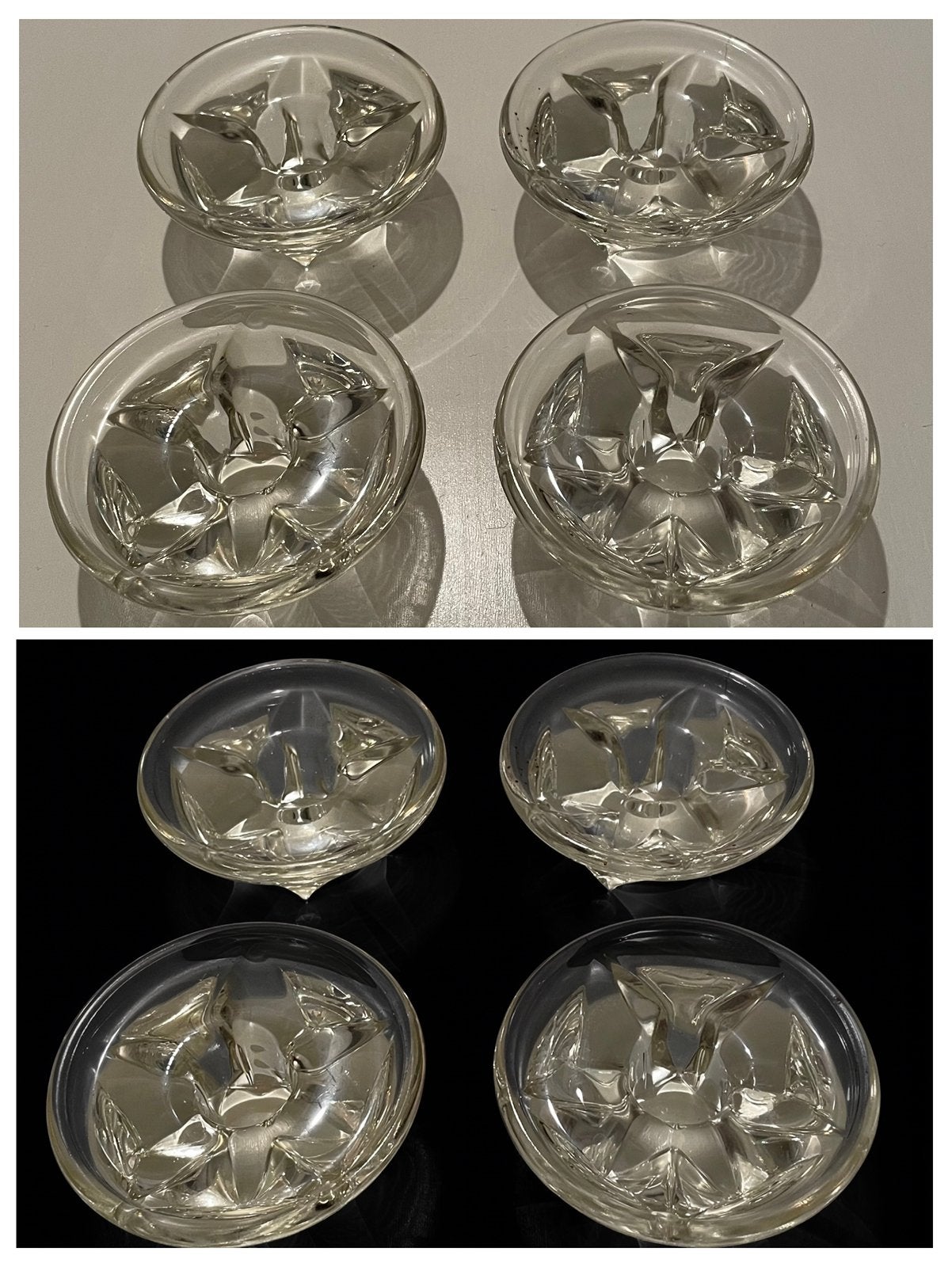 4 vintage glazen sterkandelaars Floris Meydam 1951 Leerdam, Ophalen of Verzenden, Glas