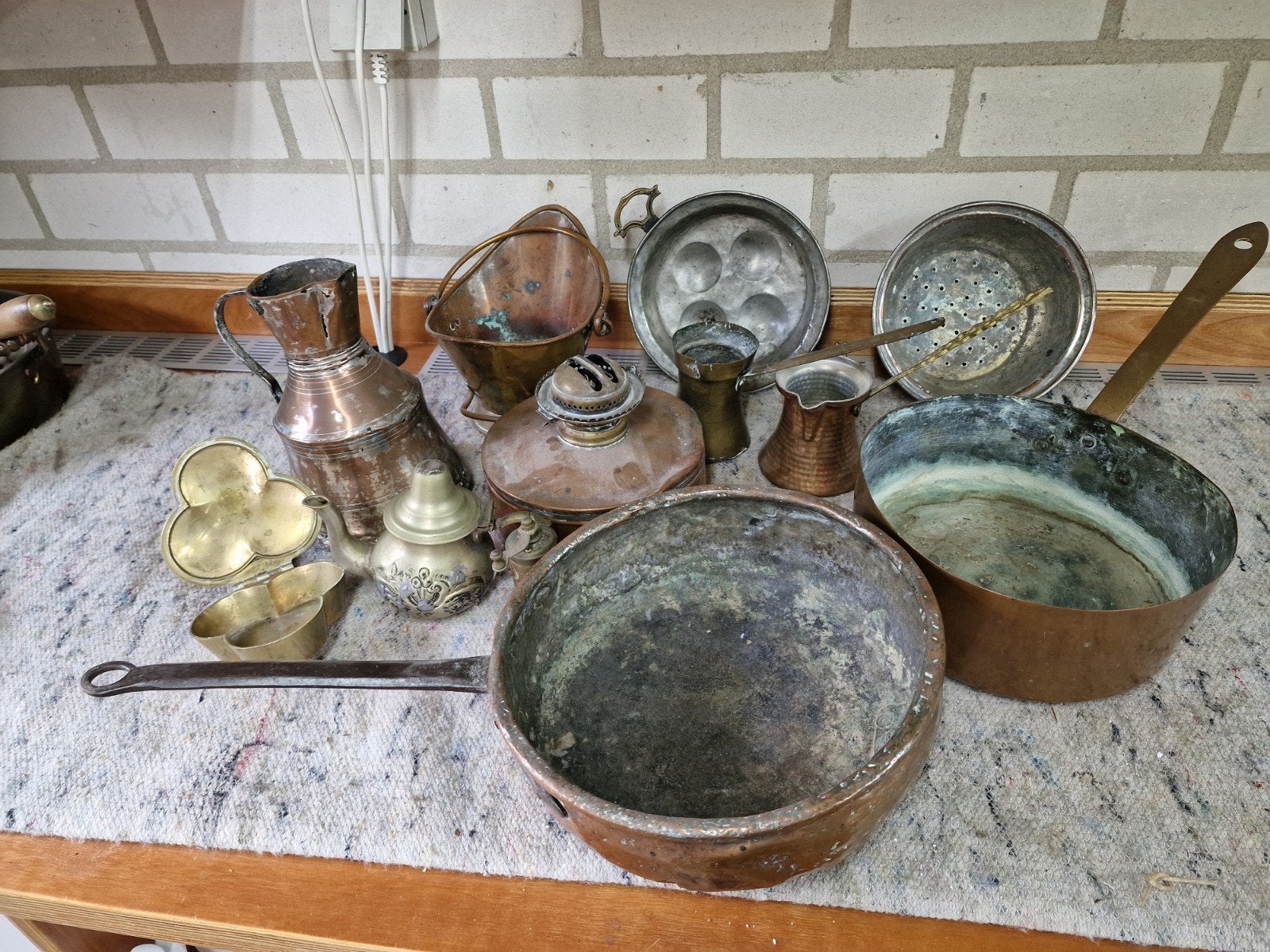 Partij oude koperen en bronzen voorwerpen, Antiek en Kunst, Antiek | Koper en Brons, Ophalen of Verzenden