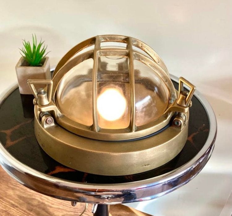 Massief koperen scheepslamp buitenlamp koper messing., Ophalen