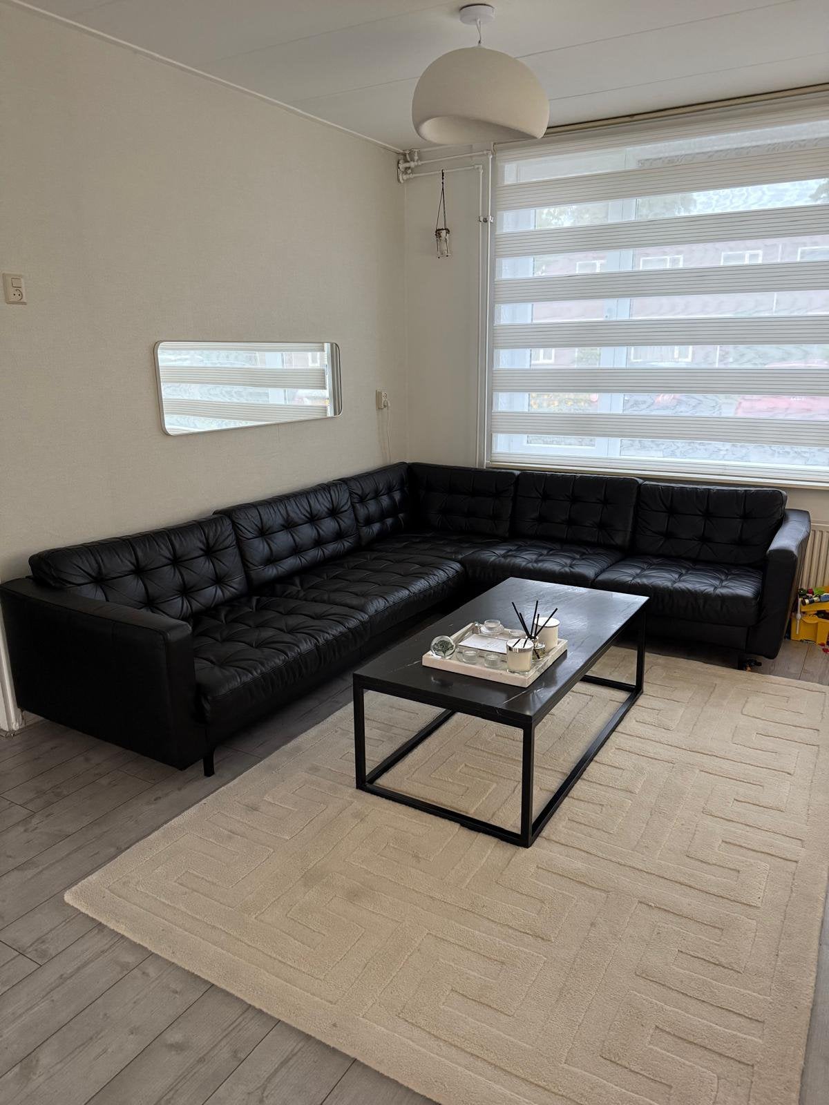 Ikea echt lederen bank zwart, Huis en Inrichting, Ophalen of Verzenden, Gebruikt