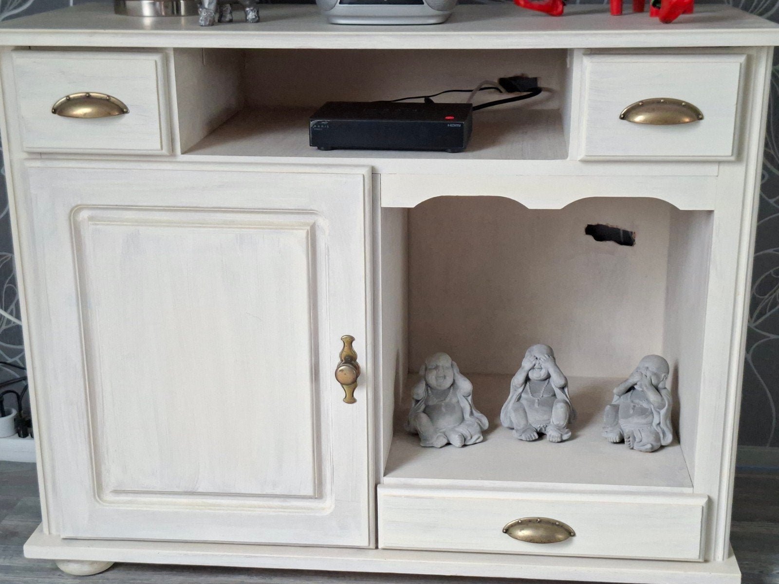 Whitewash dressoir met lades en kastje, Ophalen, Gebruikt, 50 tot 100 cm, Minder dan 100 cm