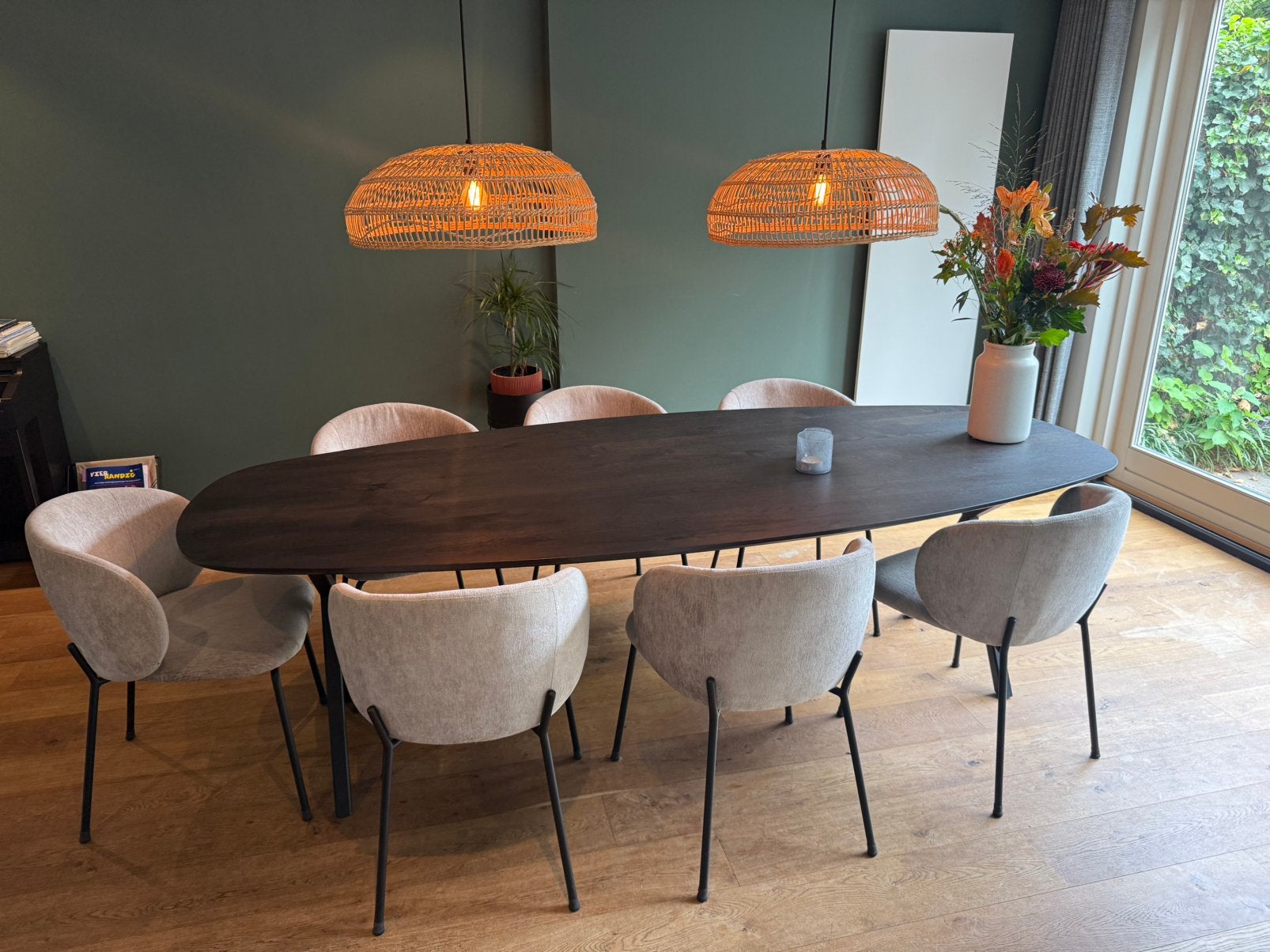 HKLiving Wicker Rieten Hanglamp S (set), Ophalen of Verzenden, Zo goed als nieuw
