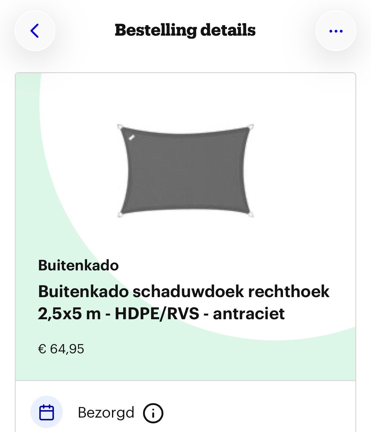 Schaduwdoek antraciet 2,5x5 meter, Ophalen of Verzenden, Zo goed als nieuw