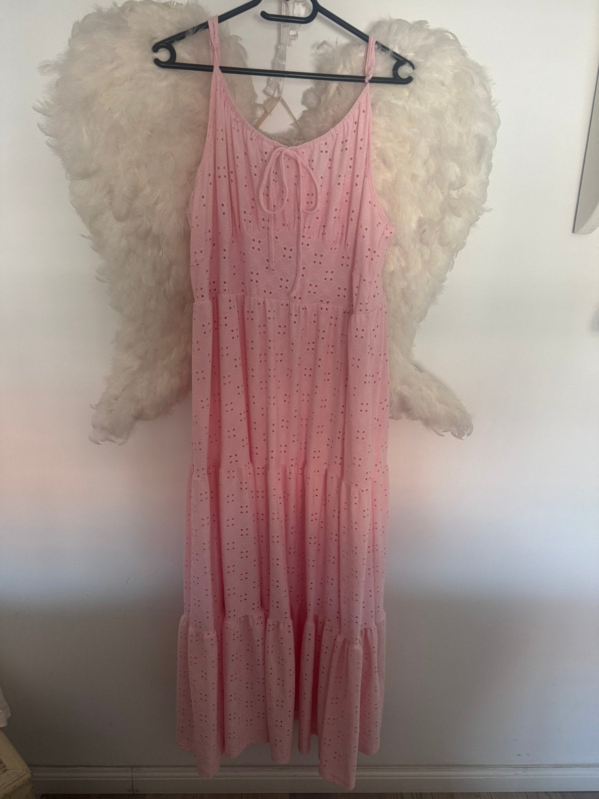 Roze broderie jurk, Kleding | Dames, Jurken, Maat 46/48 (XL) of groter, Ophalen of Verzenden, Zo goed als nieuw, Roze
