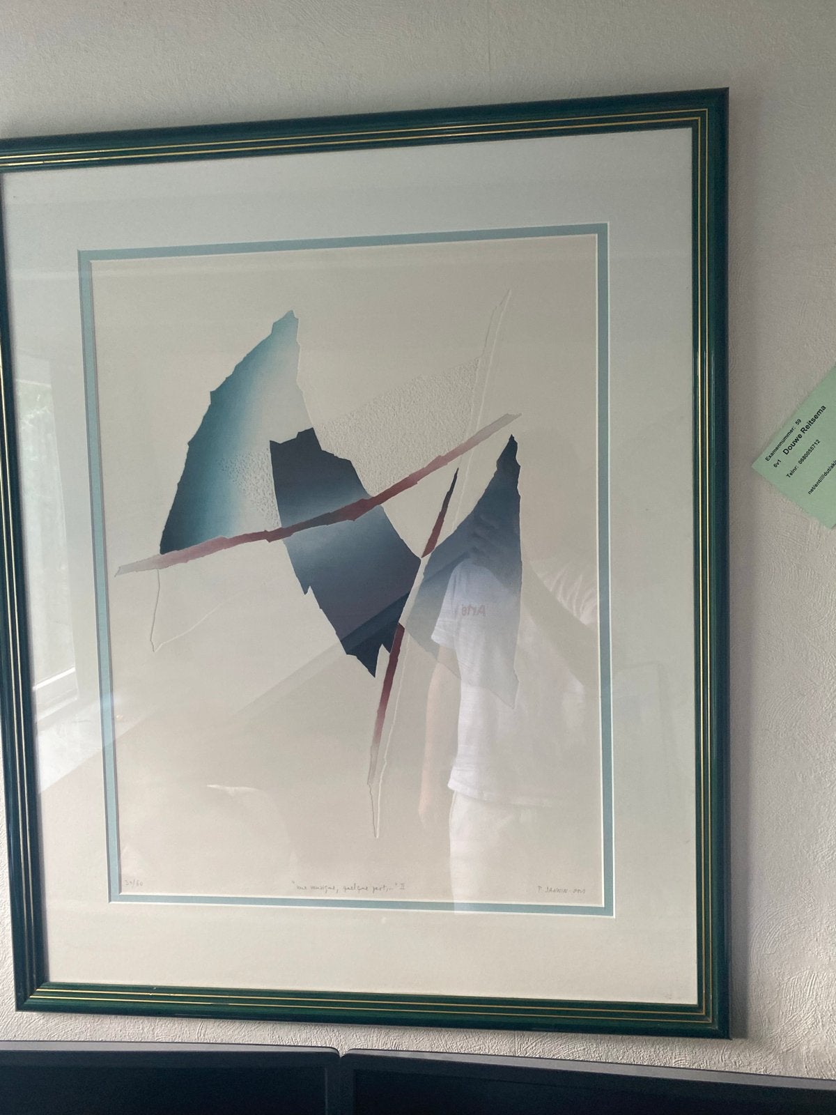 Modern kunstwerk P. Jannin gesigneerd en gelimiteerd, Antiek en Kunst, Ophalen, Abstract, Papier/karton, Achter glas