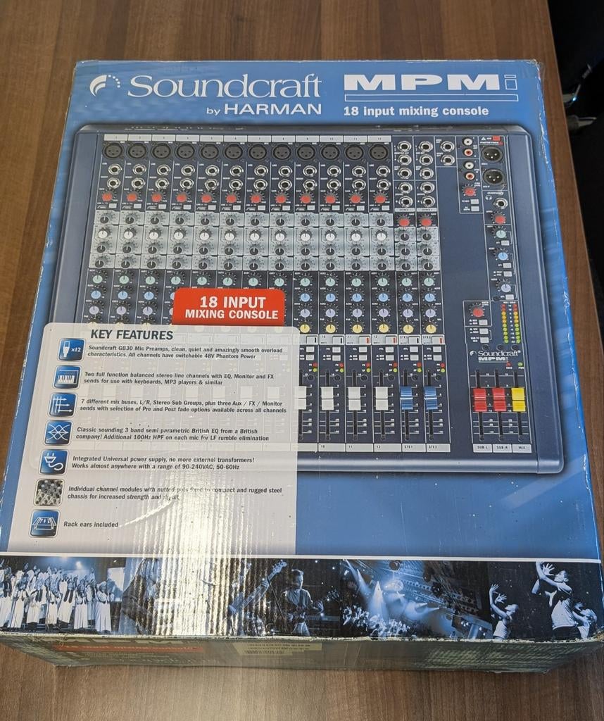 Soundcraft MPMi 12/2 Mengpaneel – ZGAN – Compleet in doos, Ophalen of Verzenden, Zo goed als nieuw, 10 tot 20 kanalen, Microfooningang