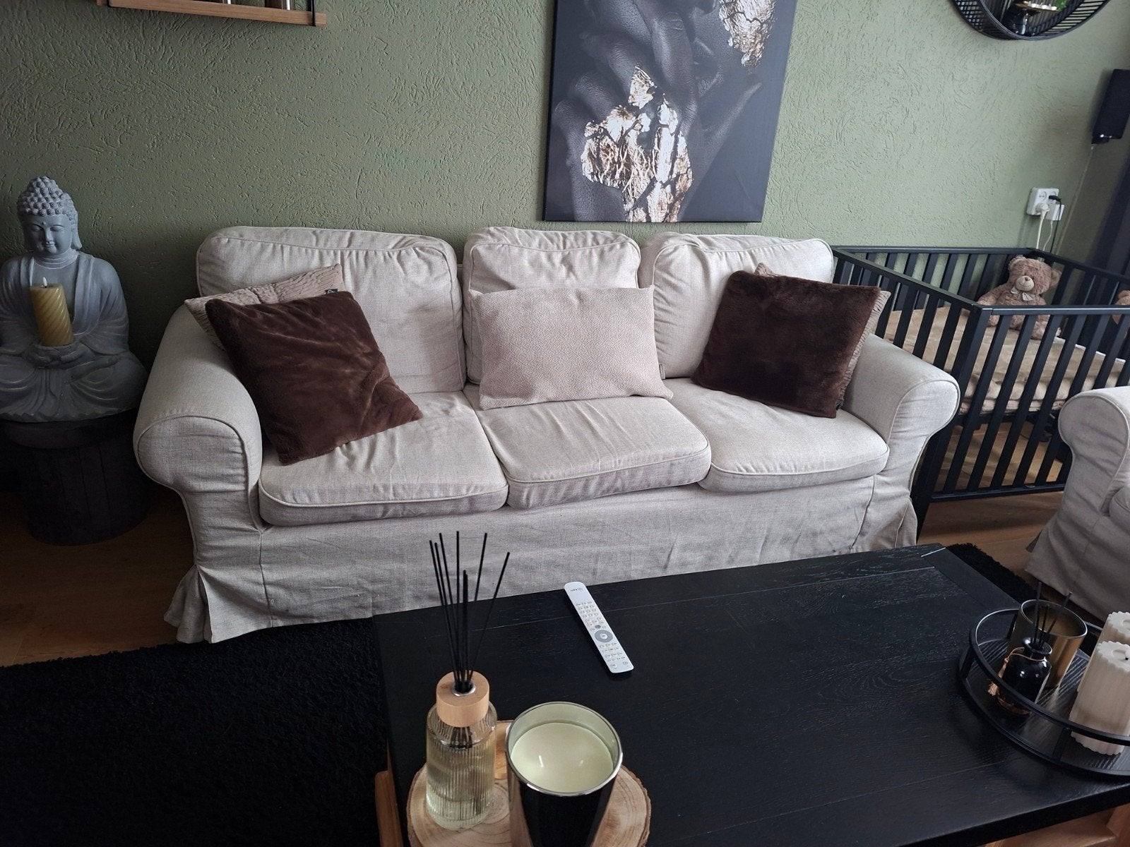 Comfortabele 3-zitsbank met 2 fauteuils, Ophalen, Gebruikt, Klassiek, Comfortabel, Driepersoons