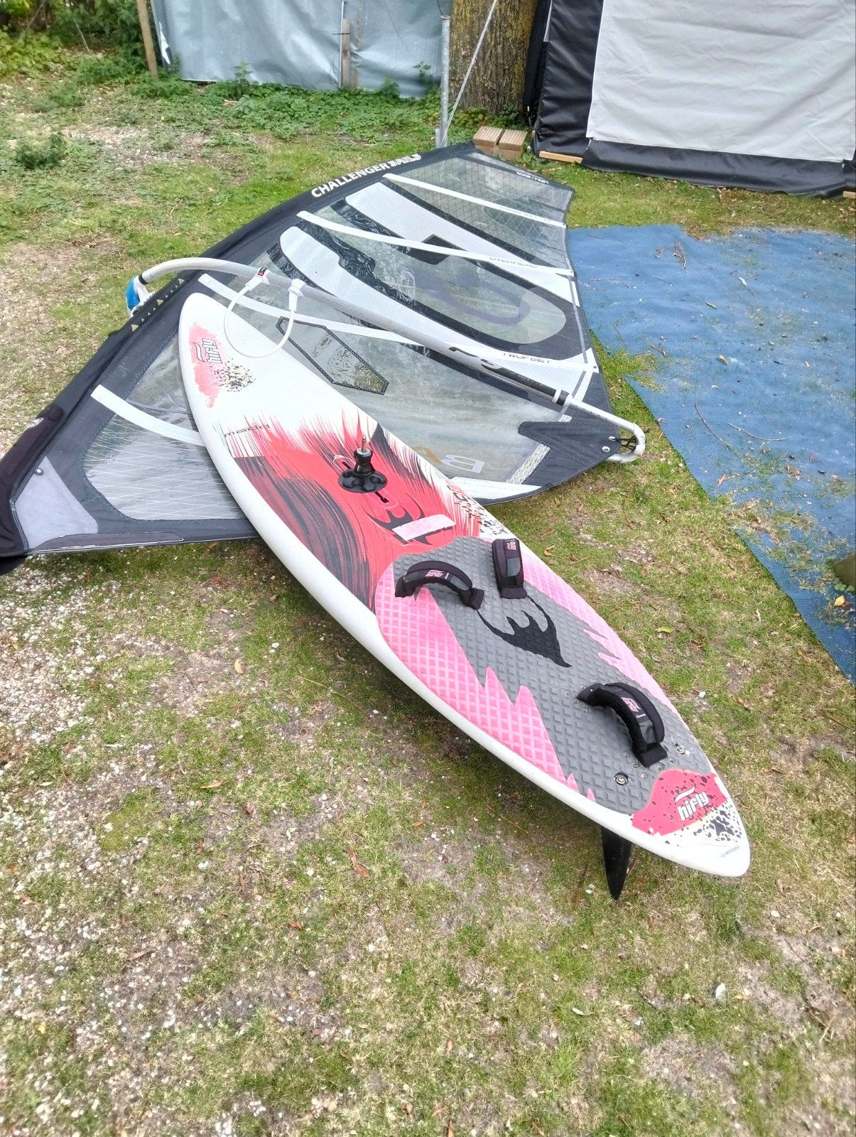 Hifly madd 90 ltr. met Challenger Bash 4,7 m2 kompleet., Gebruikt, 3.5 tot 5 m², Minder dan 250 cm, Met mast