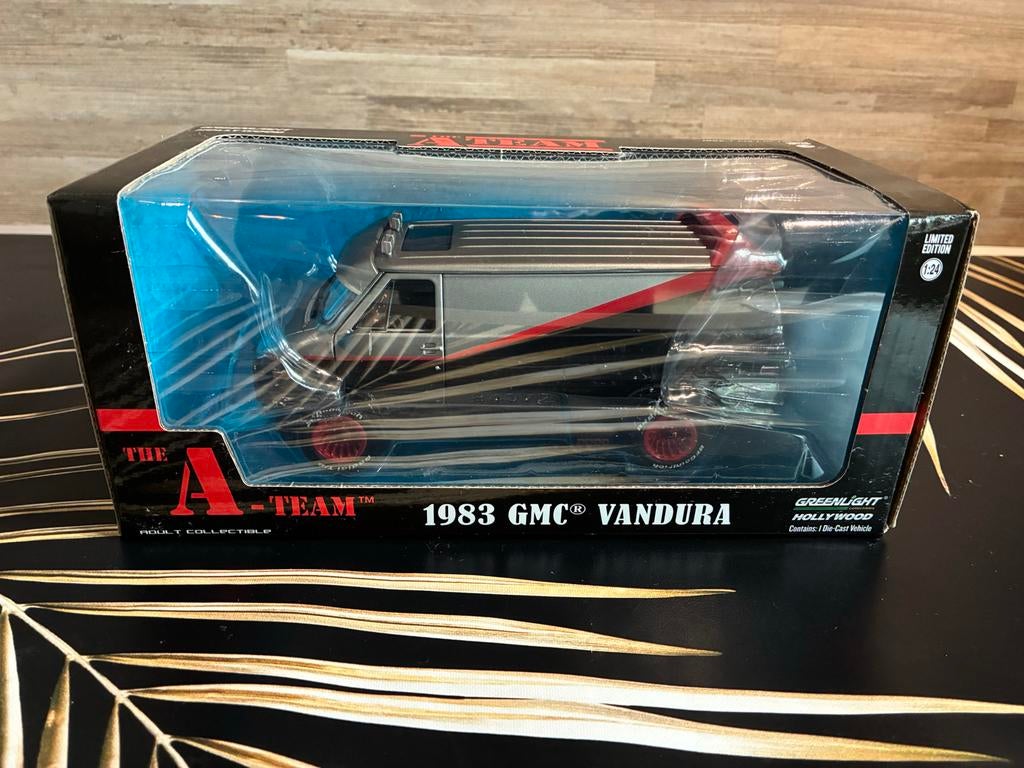 Greenlight A-Team GMC Vandura 1:24 schaalmodel, Hobby en Vrije tijd, Modelauto's | 1:24, Ophalen of Verzenden, Nieuw, Bus of Vrachtwagen