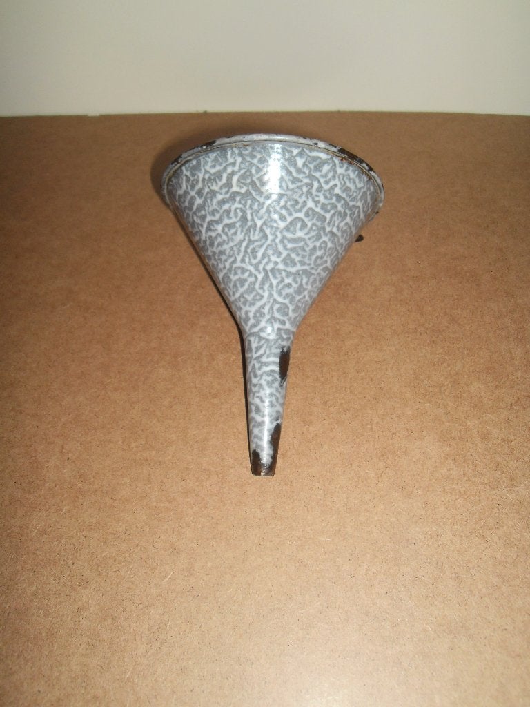 Oude,grijs emaille trechter,grijs gewolkt,goede kwaliteit, Ophalen of Verzenden