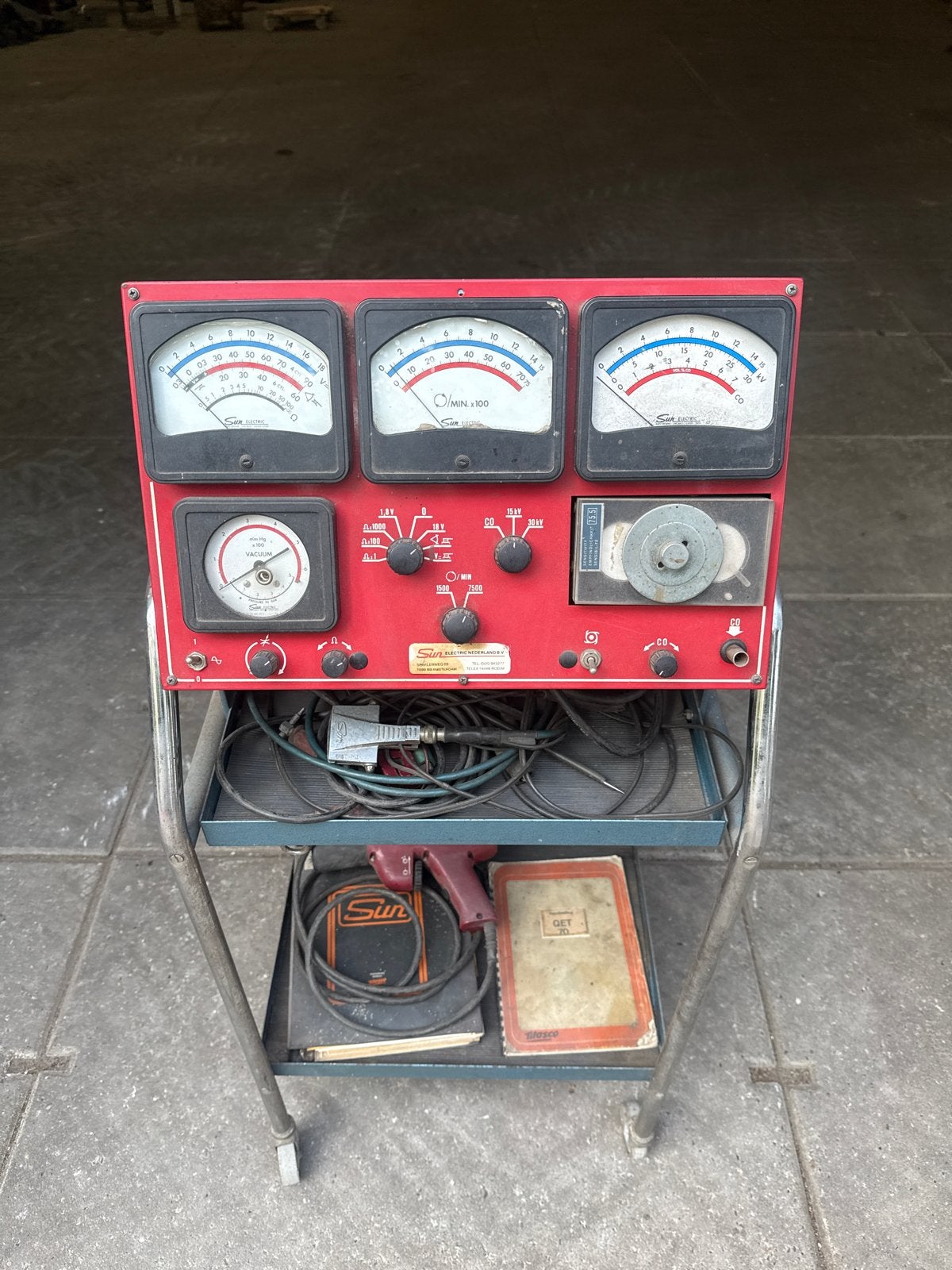 Vintage Sun Diagnosetester op Verrijdbare Kar, Ophalen, Gebruikt