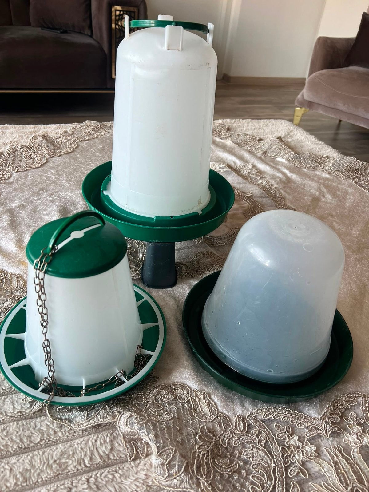 Waterbak en voerbak kippen, Ophalen, Gebruikt, Drinken en Voederen