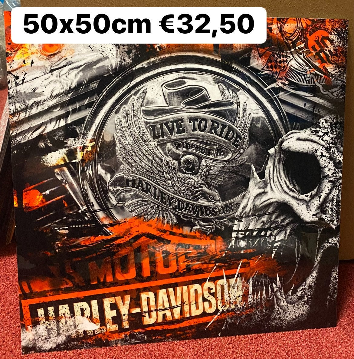 schilderij (harley) 50x50cm/Nieuw!, Woondecoratie eindhoven, Nieuw, Ophalen of Verzenden, Woondecoratie eindhoven