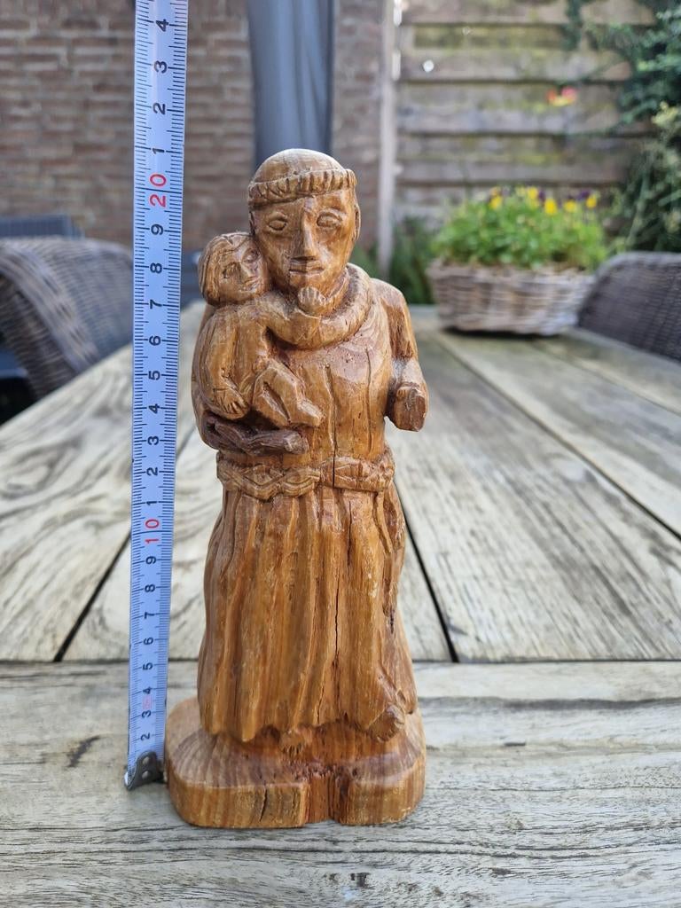 Houten beeld pater religie katholiek, Ophalen of Verzenden