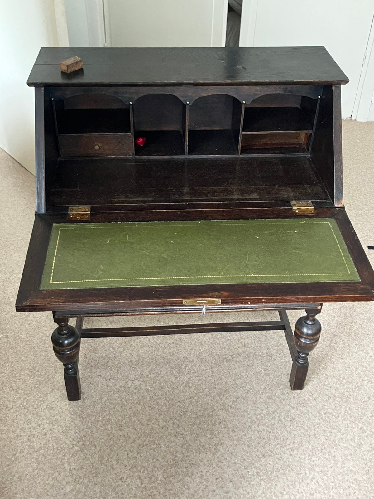 Antique writing desk with lockable cabinet, Ophalen, Hout, Secretaire, Antiek