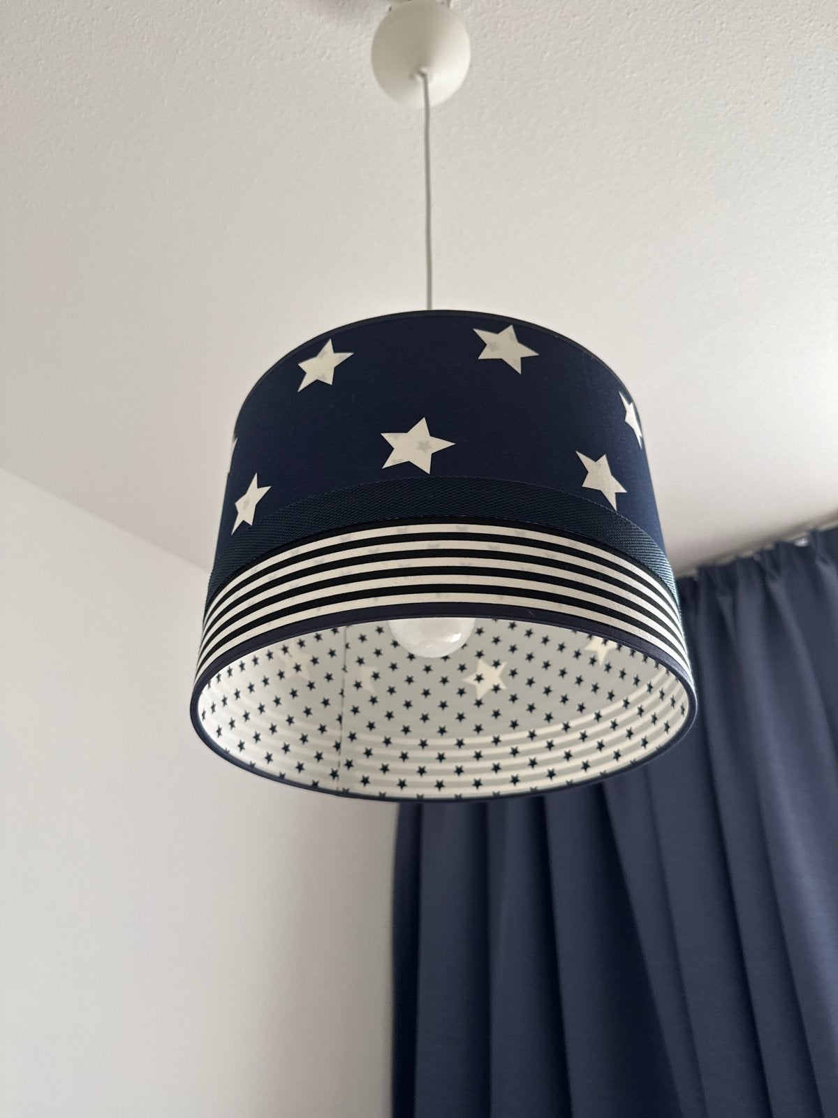 Sterren Plafondlamp Kinderkamer - Donkerblauw, Ophalen, Zo goed als nieuw, Textiel, E27 (groot)