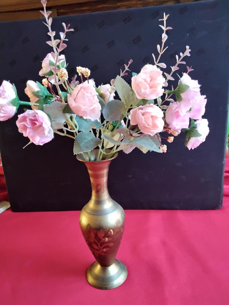 Antiek Bronzen Koperen Vaasje Hand Gegraveerd 19cm, Antiek en Kunst, Antiek | Koper en Brons, Ophalen