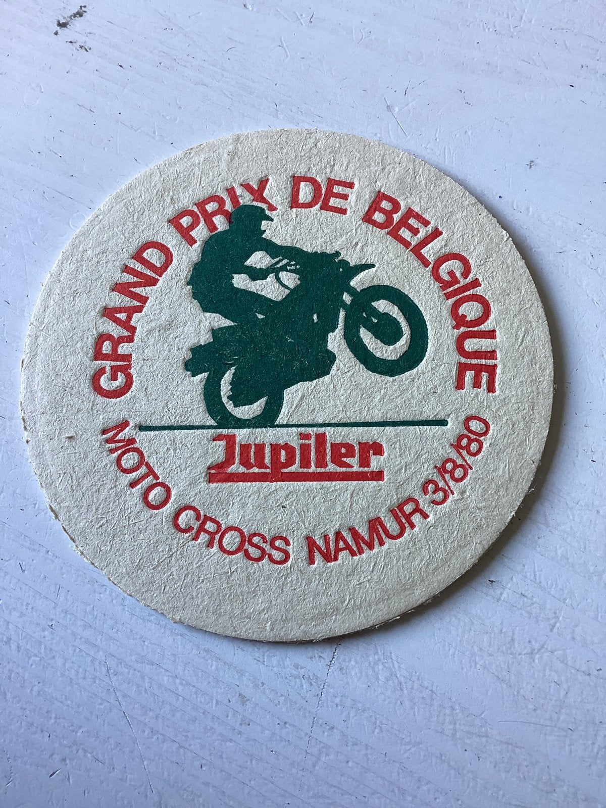 Viltje Jupiler/Grand Prix de Belgiique moto cross Namur 1980, Verzenden, Zo goed als nieuw, Viltje(s), Jupiler