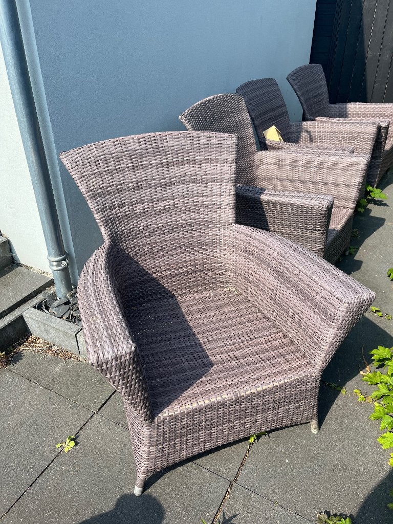 4 Rotan Tuinstoelen ZONDER KUSSENS, Tuin en Terras, Tuinstoelen, Ophalen, Gebruikt, Kunststof