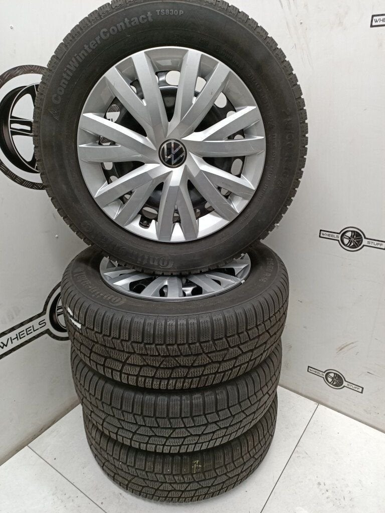 VW T-roc caddy 16 winterbanden en wieldoppen 5x112, Ophalen, Gebruikt, 16 inch, Banden en Velgen