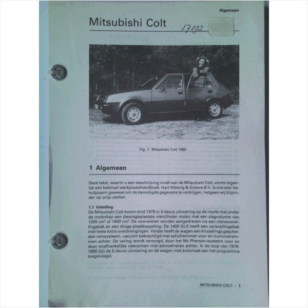 Mitsubishi Colt Vraagbaak losbladig 1980 #1 Nederlands, Boeken, Ophalen of Verzenden, Gelezen, Mitsubishi