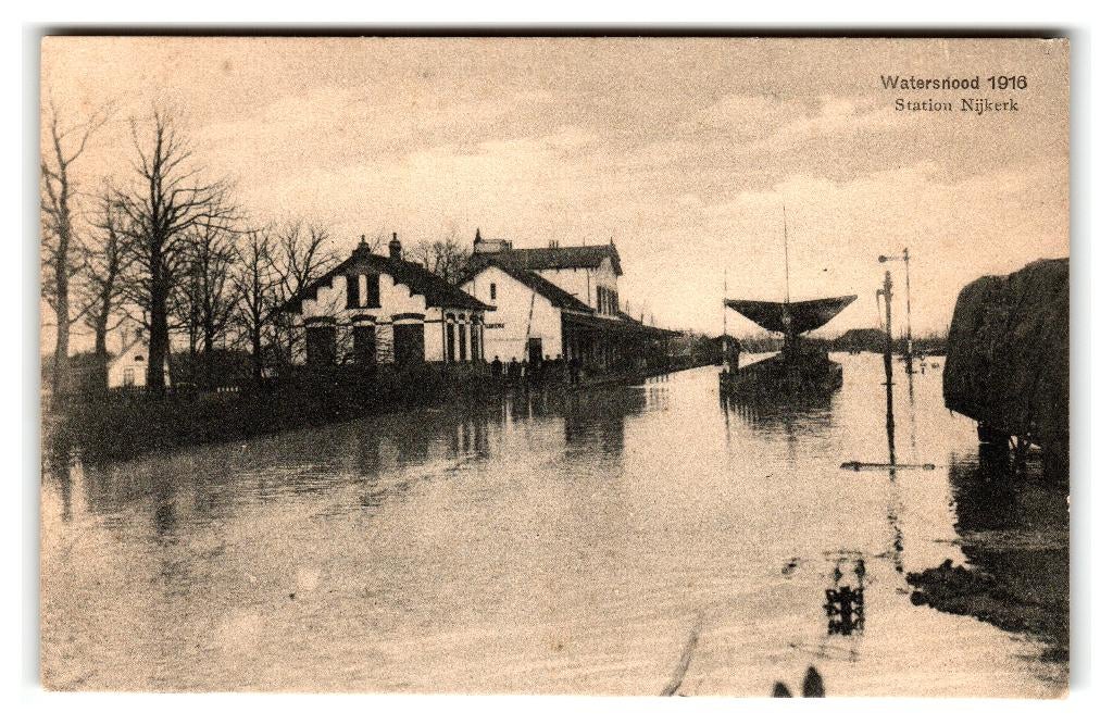 Nijkerk, Station - Watersnood 1916, Verzenden, Voor 1920, Ongelopen, Gelderland