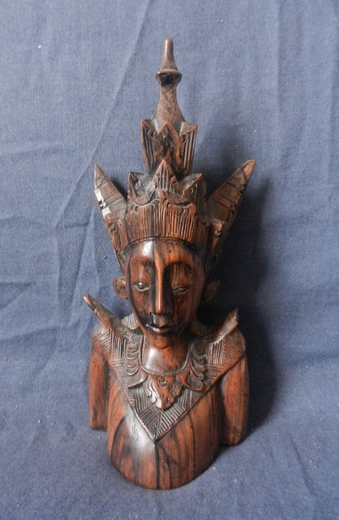 Coromandel buste van danseres/prinses Indonesie Bali h. 18,5, Minder dan 20 cm, Buste, Ophalen of Verzenden, Handgemaakt