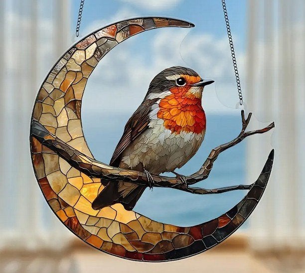 Raamhanger roodborst met de maan, Verzenden, Nieuw