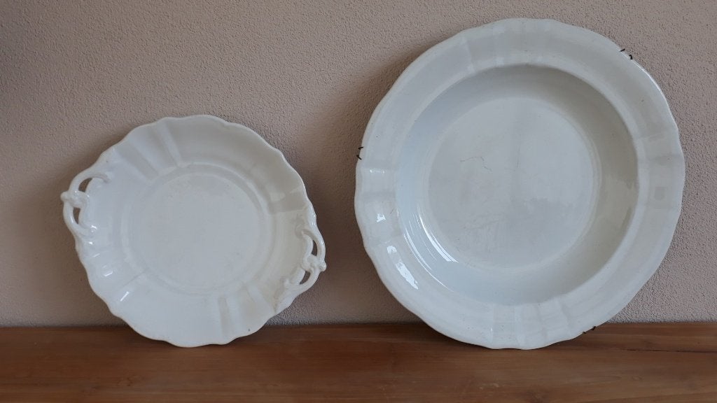Vintage witte schalen/borden van Petrus Regout, Ophalen of Verzenden