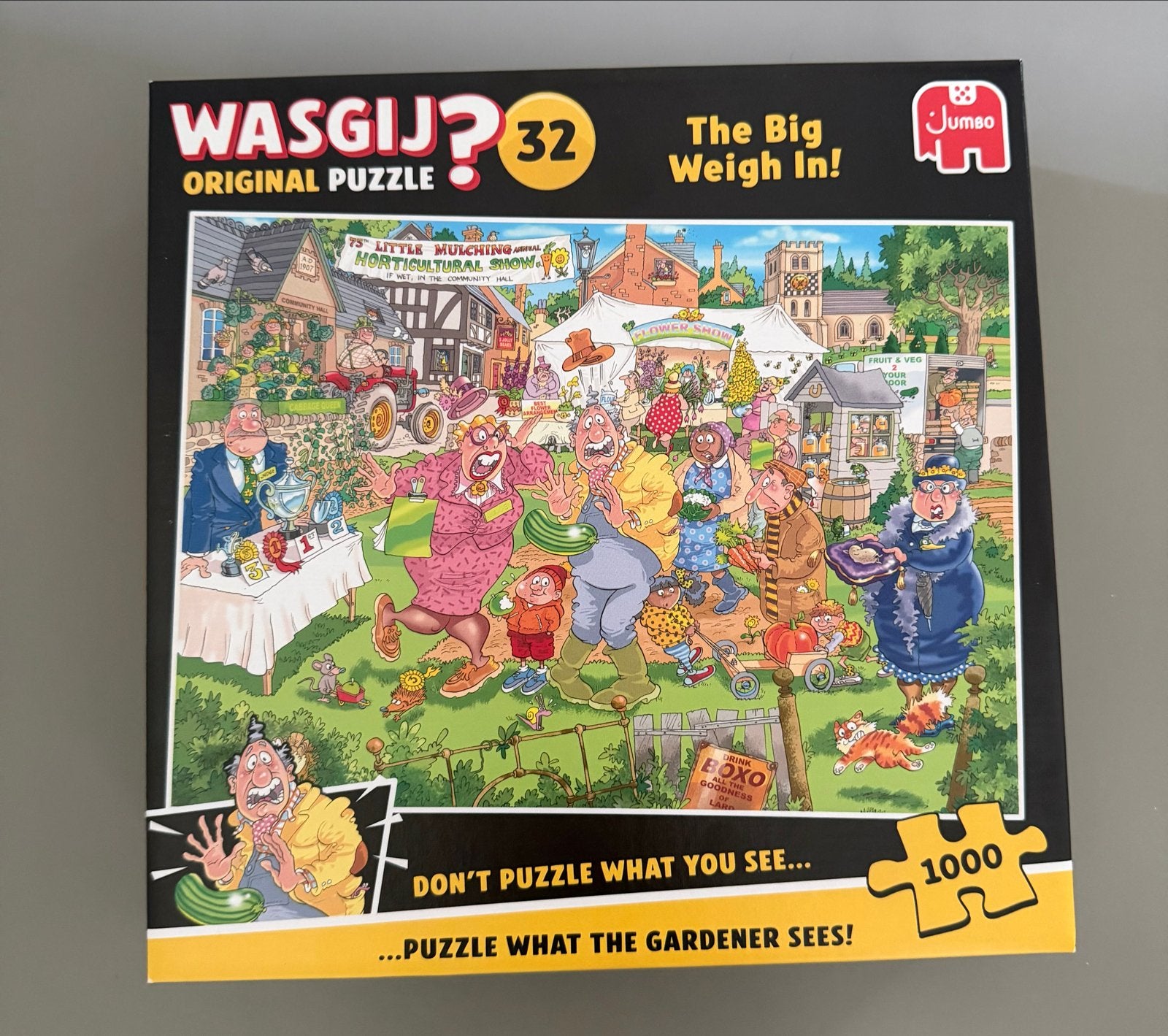 Wasgij Original Puzzel 32: The Big Weigh In! (1000 stukjes), Ophalen of Verzenden, 500 t/m 1500 stukjes, Zo goed als nieuw, Legpuzzel