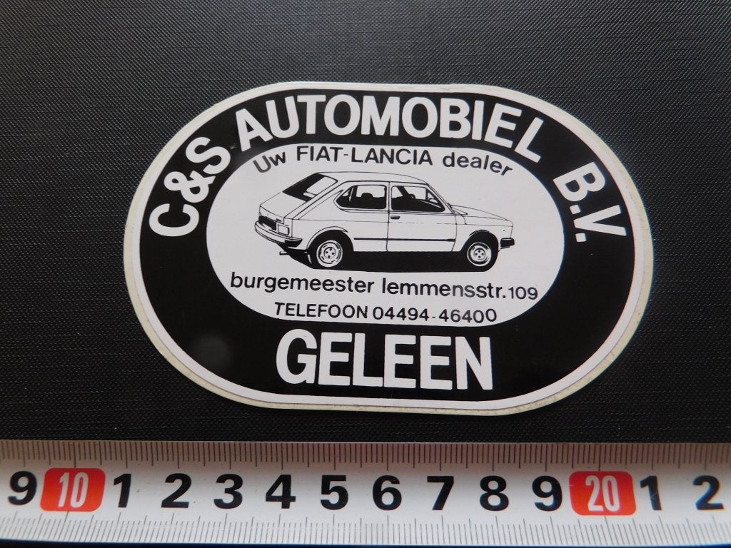 sticker Geleen C&S Automobiel bv uw FIAT LANCIA dealer, Ophalen of Verzenden, Zo goed als nieuw