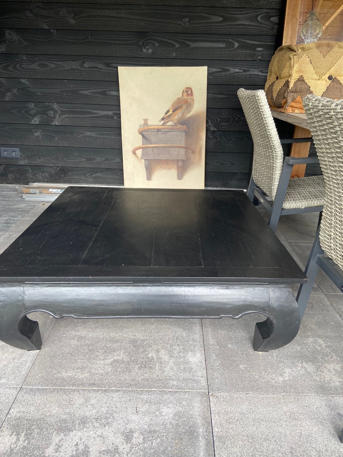 Zwarte opium tafel, Huis en Inrichting, Tafels | Salontafels, Ophalen, Gebruikt, 50 tot 100 cm, Minder dan 50 cm