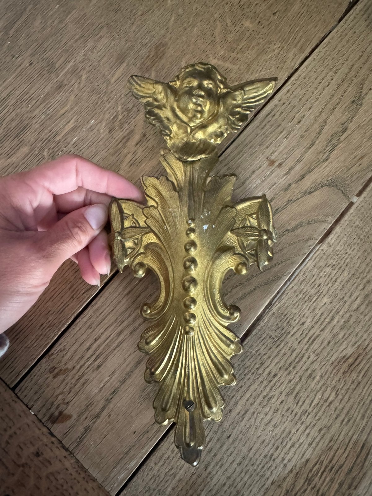 Oud messing engel ornament, Antiek en Kunst, Ophalen of Verzenden