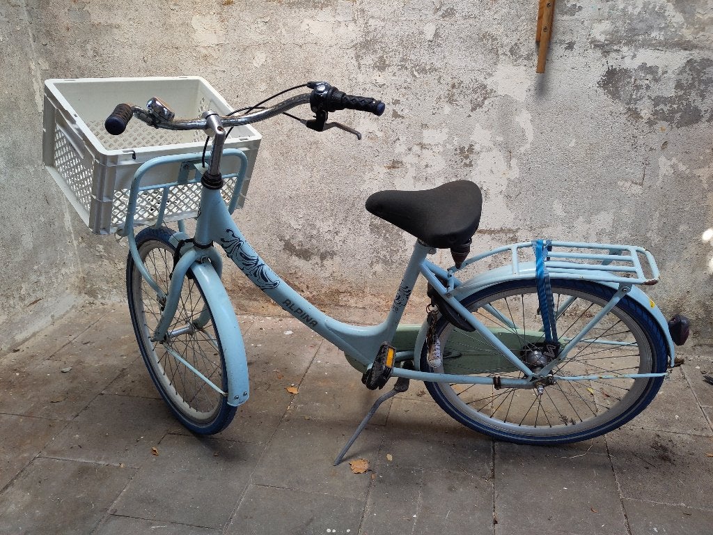 Blauwe Alpina kinderfiets, Ophalen, Alpina Clubb, Gebruikt, Terugtraprem