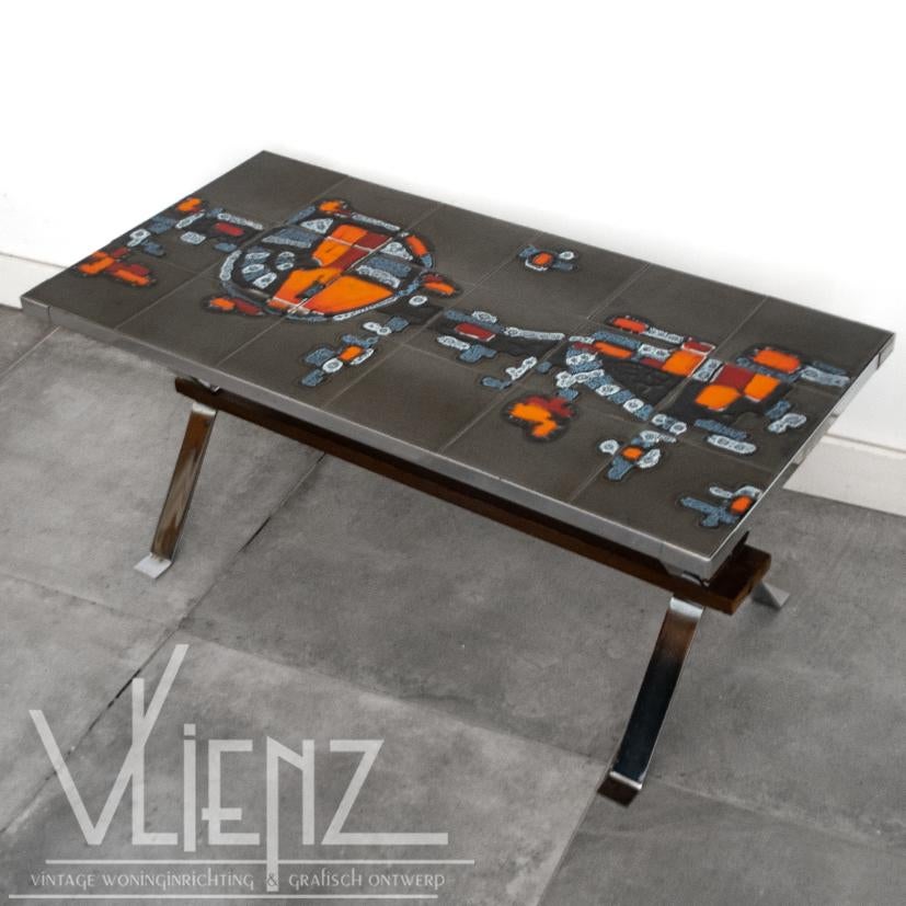 Vintage, Mid Century retro salontafel, tegeltafel Adri tafel, Verzamelen, Retro, Huis en Inrichting, Ophalen