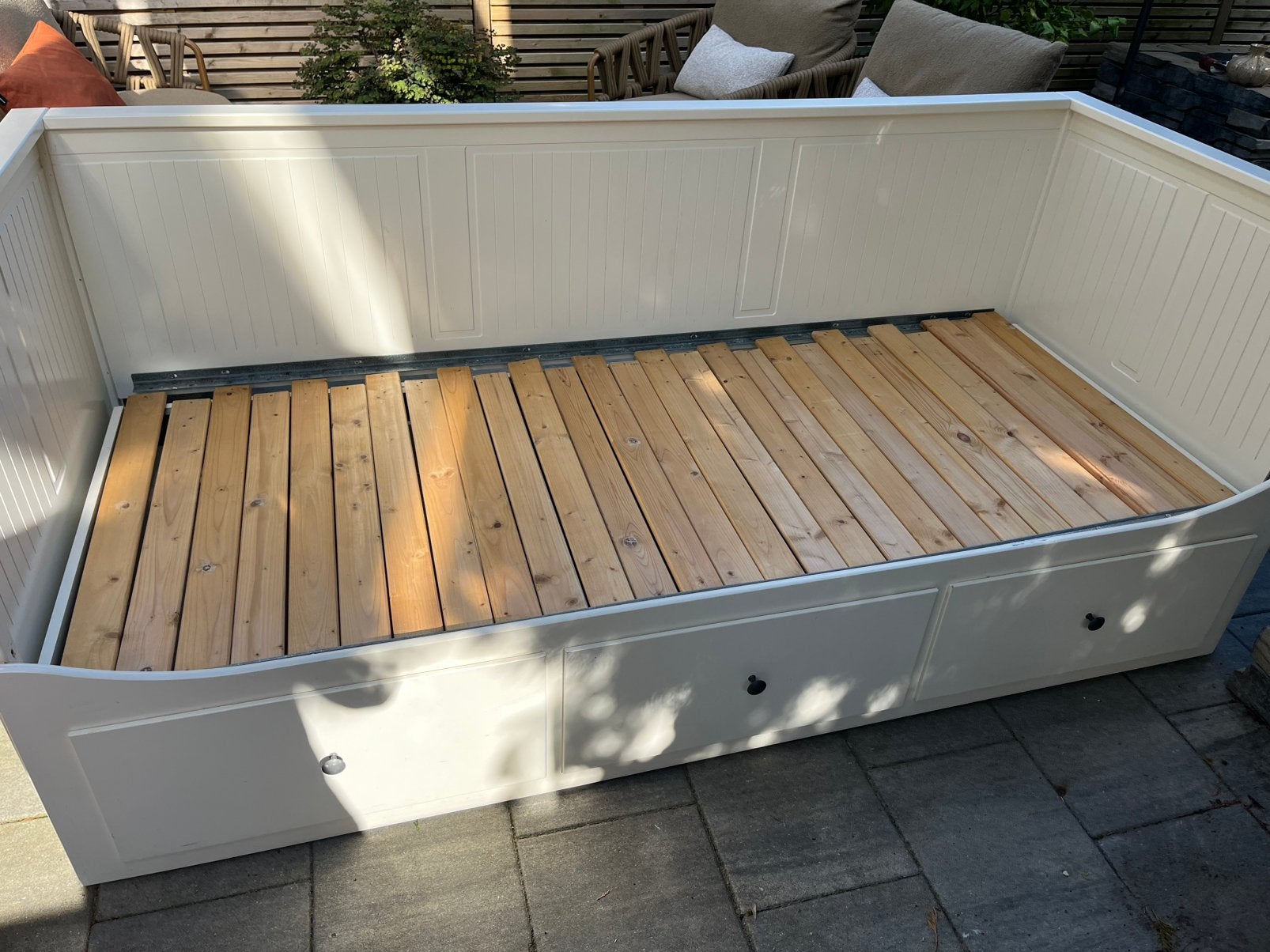 Witte IKEA Hemnes bedbank te koop!, Ophalen, Gebruikt