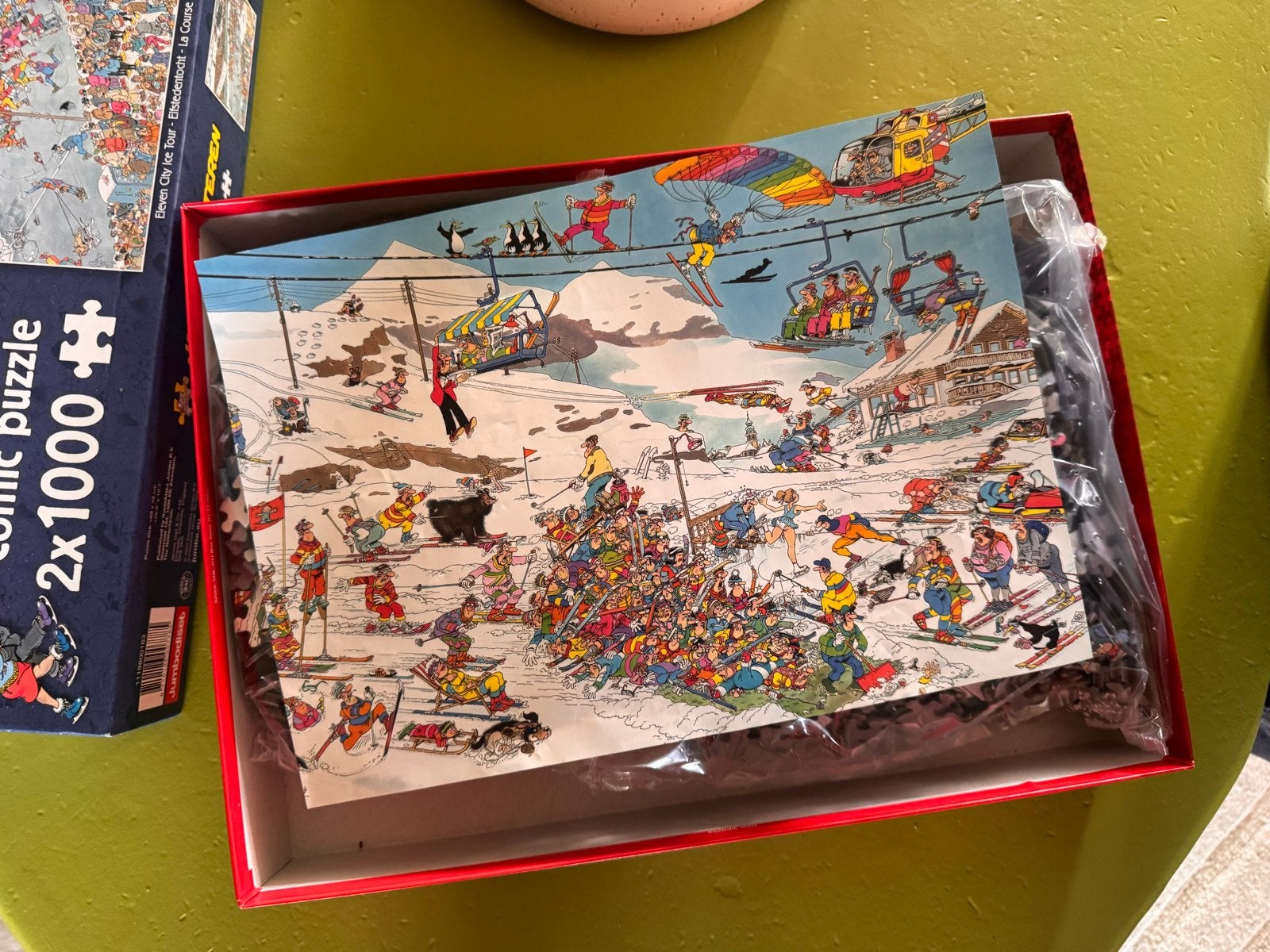 Jan van Haasteren Comic Puzzel 2x1000 stukjes, Ophalen of Verzenden, 500 t/m 1500 stukjes, Gebruikt, Legpuzzel