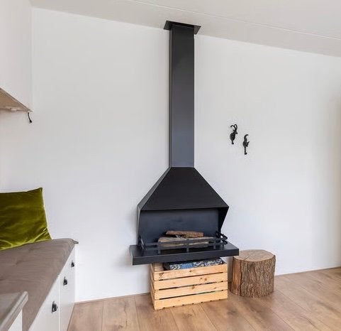 Zwarte hangende gelhaard (bio-ethanol), Huis en Inrichting, Haarden, Ophalen, Zo goed als nieuw, Hangende haard, Gelhaard