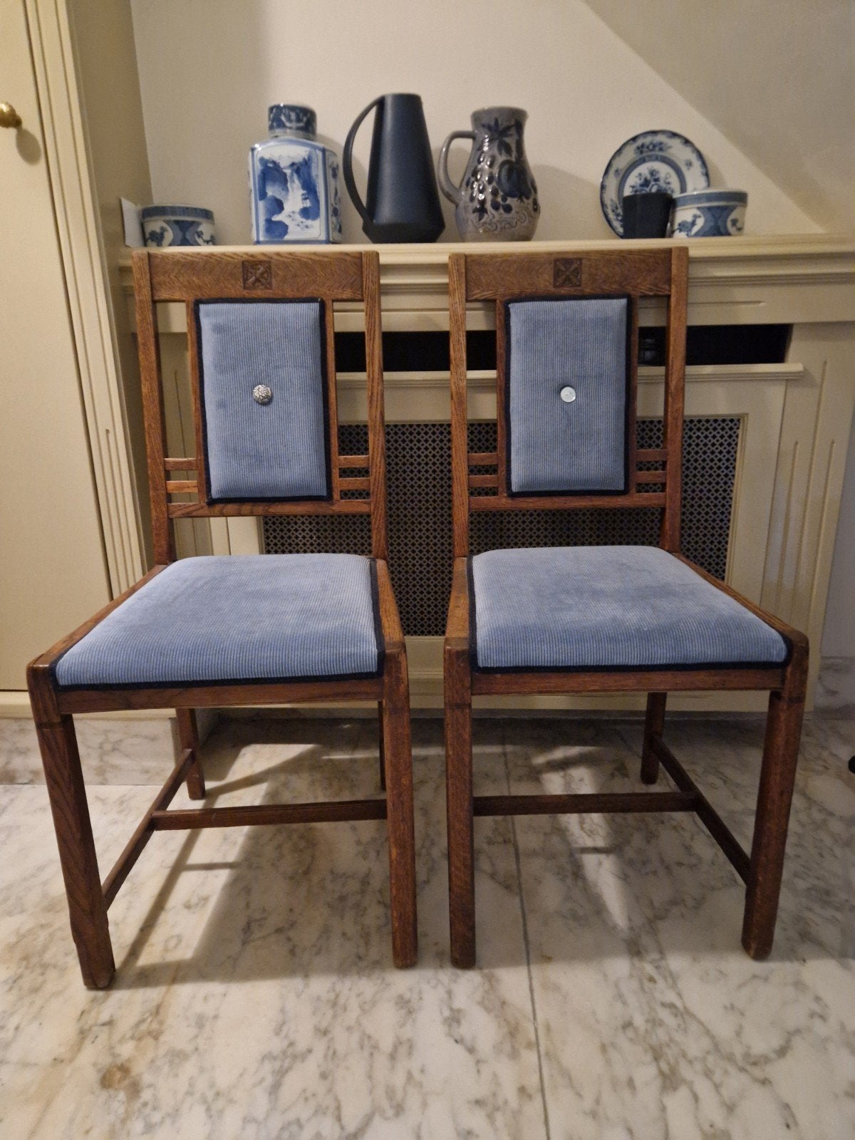 Set van 2 antieke eikenhouten stoelen, H.Pander & Zonen, Ophalen