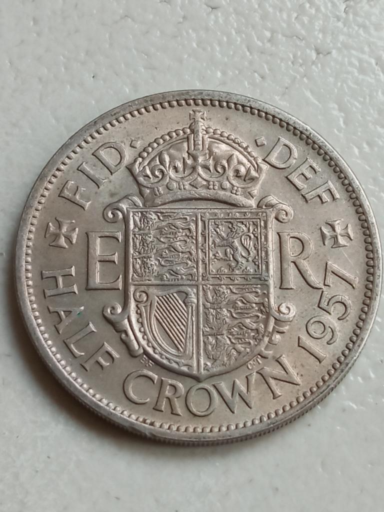 Verenigd Koninkrijk 1/2 crown 1957., Ophalen of Verzenden, Overige landen, Losse munt