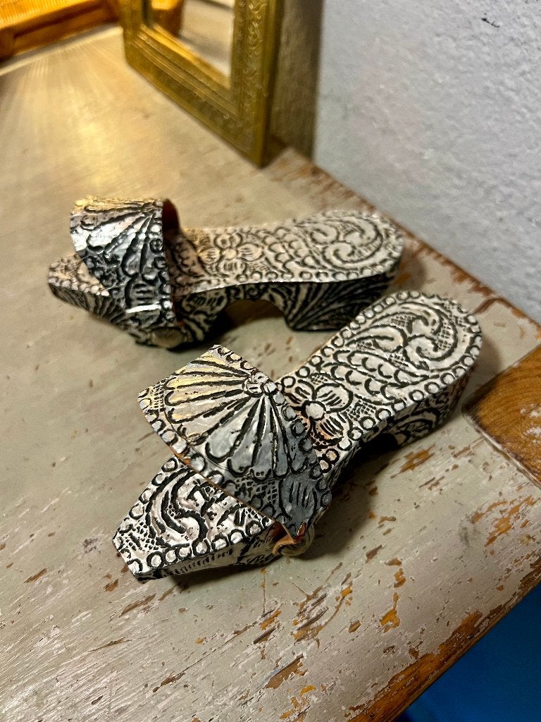 Antieke bewerkte zilver Ottomaanse kinderschoen Ottoman shoe, Antiek en Kunst, Curiosa en Brocante, Ophalen of Verzenden