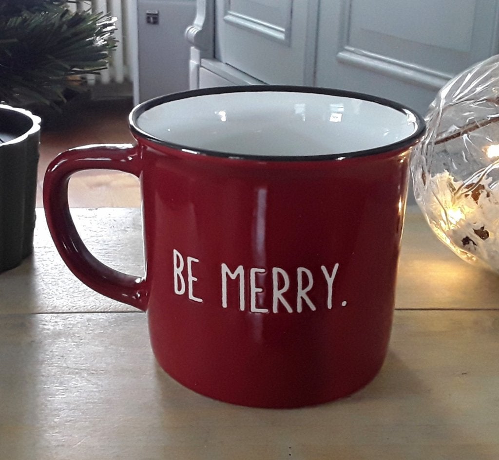 Kerstmok met tekst: BE MERRY. - bordeaux rood - bordeauxrood, Ophalen of Verzenden, Nieuw