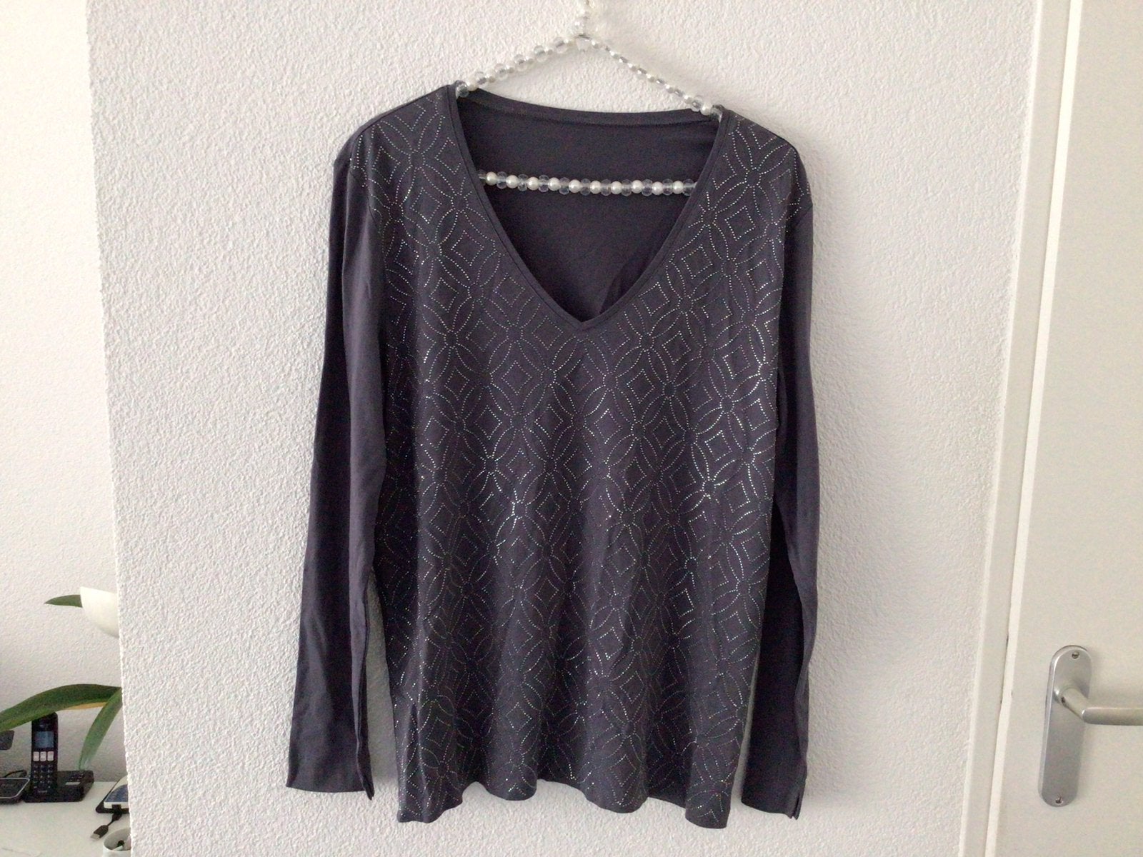 Eac grijze longsleeve glimmend patroon - maat 42, Kleding | Dames, T-shirts, Maat 42/44 (L), Ophalen of Verzenden, Zo goed als nieuw