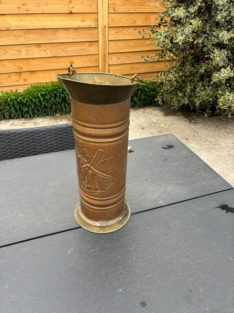 Antieke Koperen Paraplubak met Molen Decoratie, Antiek en Kunst, Antiek | Koper en Brons, Ophalen, Koper