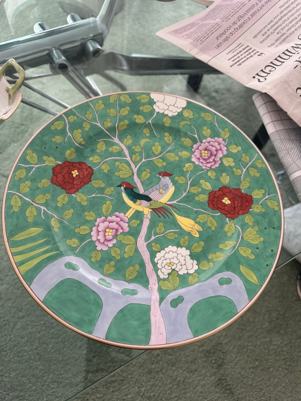 Decoratief bord met vogels en bloemen, Ophalen of Verzenden
