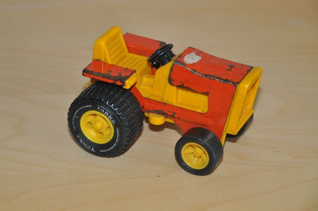 Tonka oranje-gele tractor, Verzamelen, Ophalen of Verzenden, Gebruikt